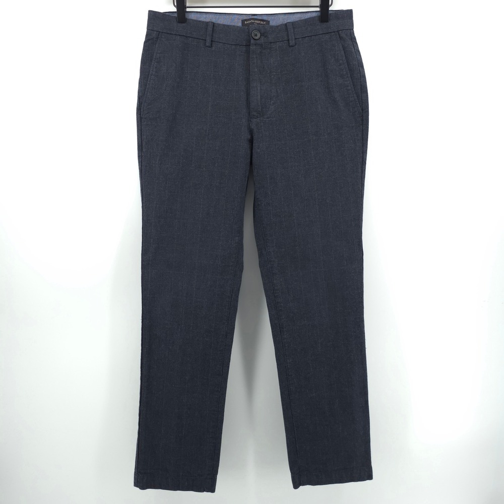 Banana Republic Mens Chinos Aiden Fit 32x32 Checkered Textured Trousers